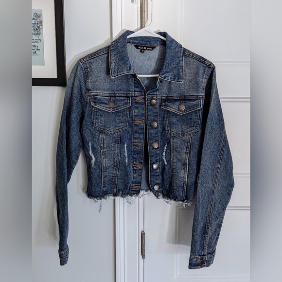 VIP | Jackets & Coats | Distressed Cropped Denim Jacket Euc | Poshmark